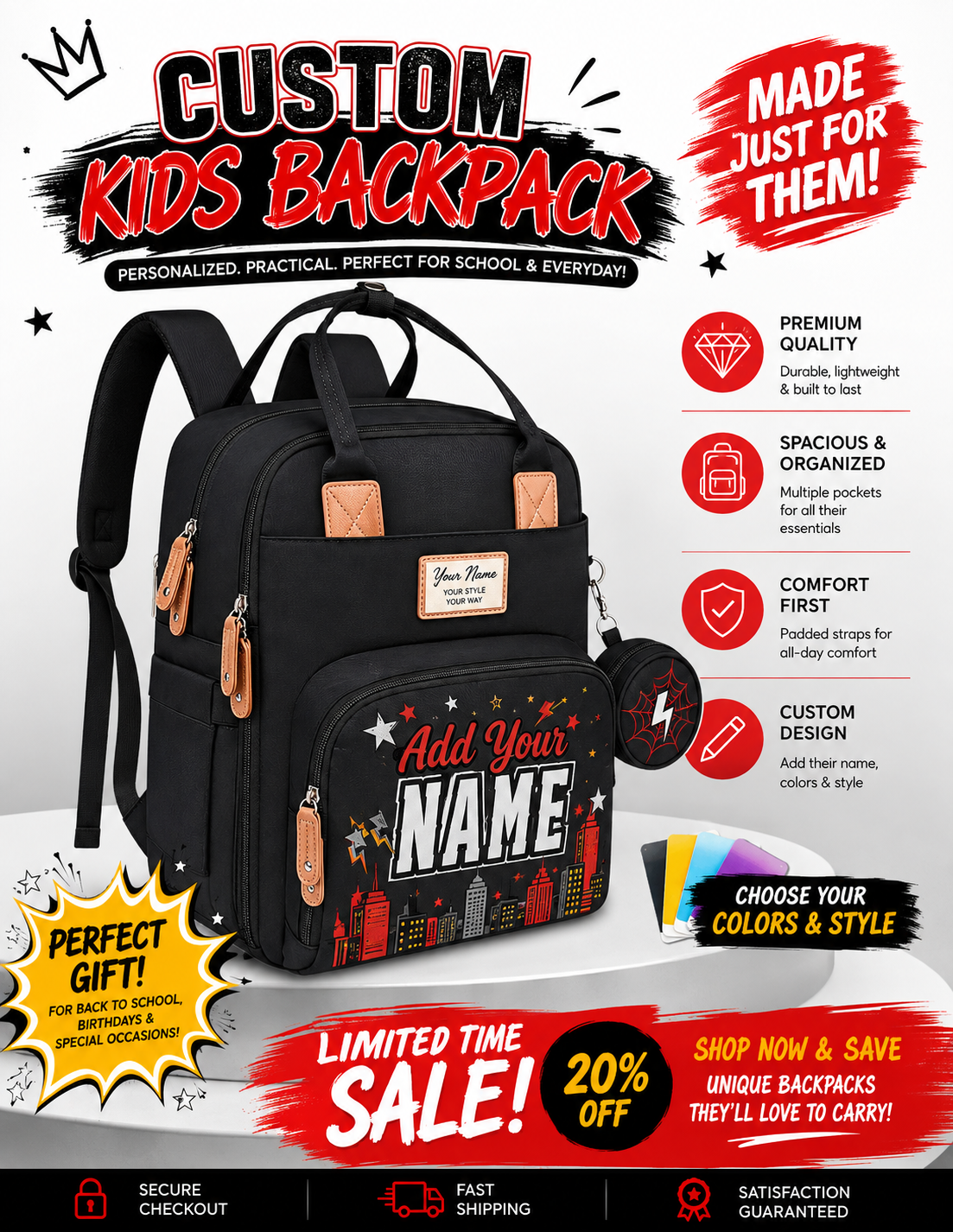 Personalized Diaper Bag Backpack | Custom Baby Bag with Name | Baby Shower Gift | Multi-Pocket Travel Backpack