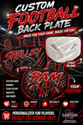 Custom Football Back Plate | Personalized Player Name, Number & Team Colors