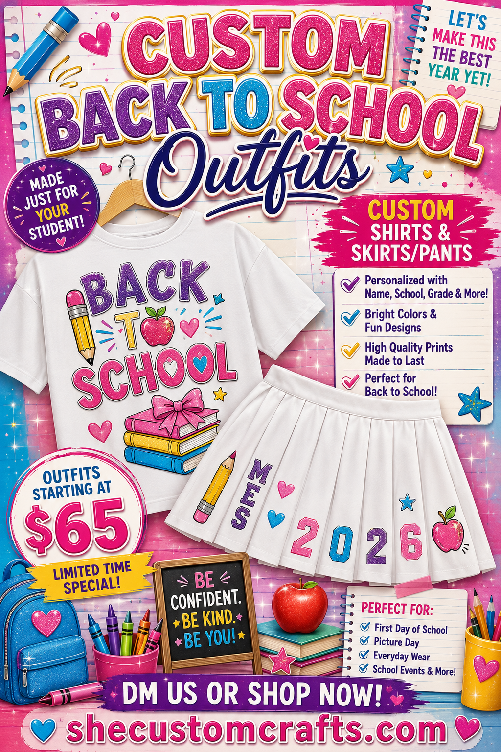 Custom Senior Back-to-School Denim Outfit | Personalized Senior Jeans, Jumpers & Corset Sets | Class of 2027
