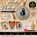 XL Custom Photo Medallion Necklace | Personalized Picture Pendant | Optional Back Engraving