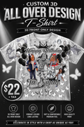 Custom 3D Front Only All-Over Design T-Shirt – Full Coverage Graphic Tee